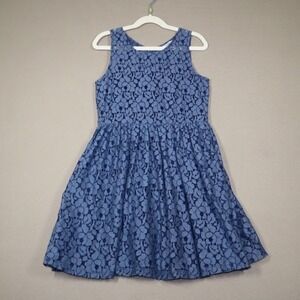 Girls Vintage Blue Floral Lace Dress by Guess - Size 7